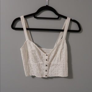 Hollister White Eyelet Crop Top